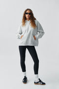 Oversized print hoodie - Grey mel/text