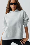 Oversized print hoodie - Grey mel/text