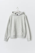 Oversized print hoodie - Grey mel/text