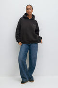 Oversized print hoodie - Blue/text