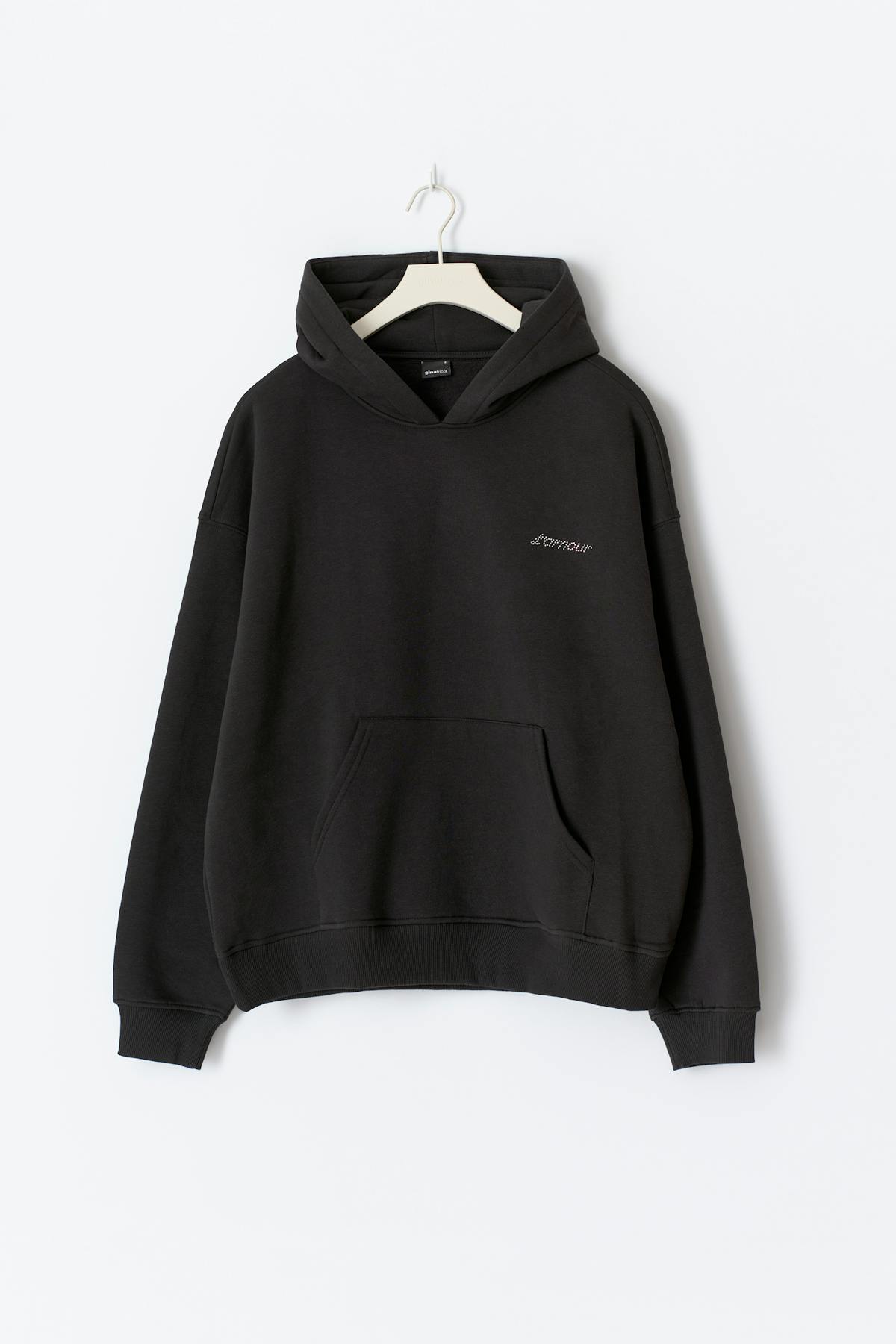 Oversized print hoodie - Blue/text
