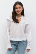 Y boho lace blouse - Noir