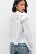 Y boho lace blouse - Blanc