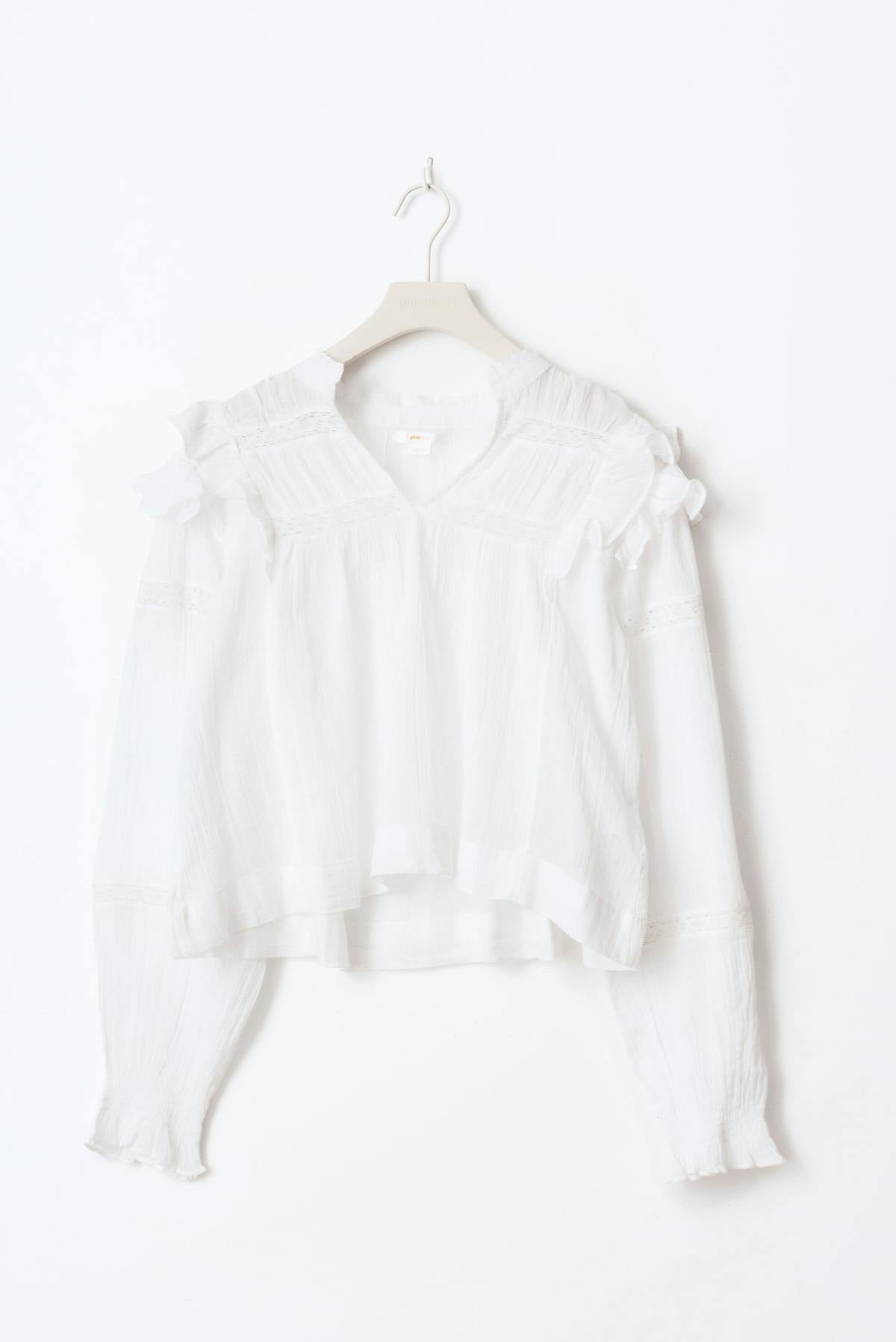 Y boho lace blouse - Blanc