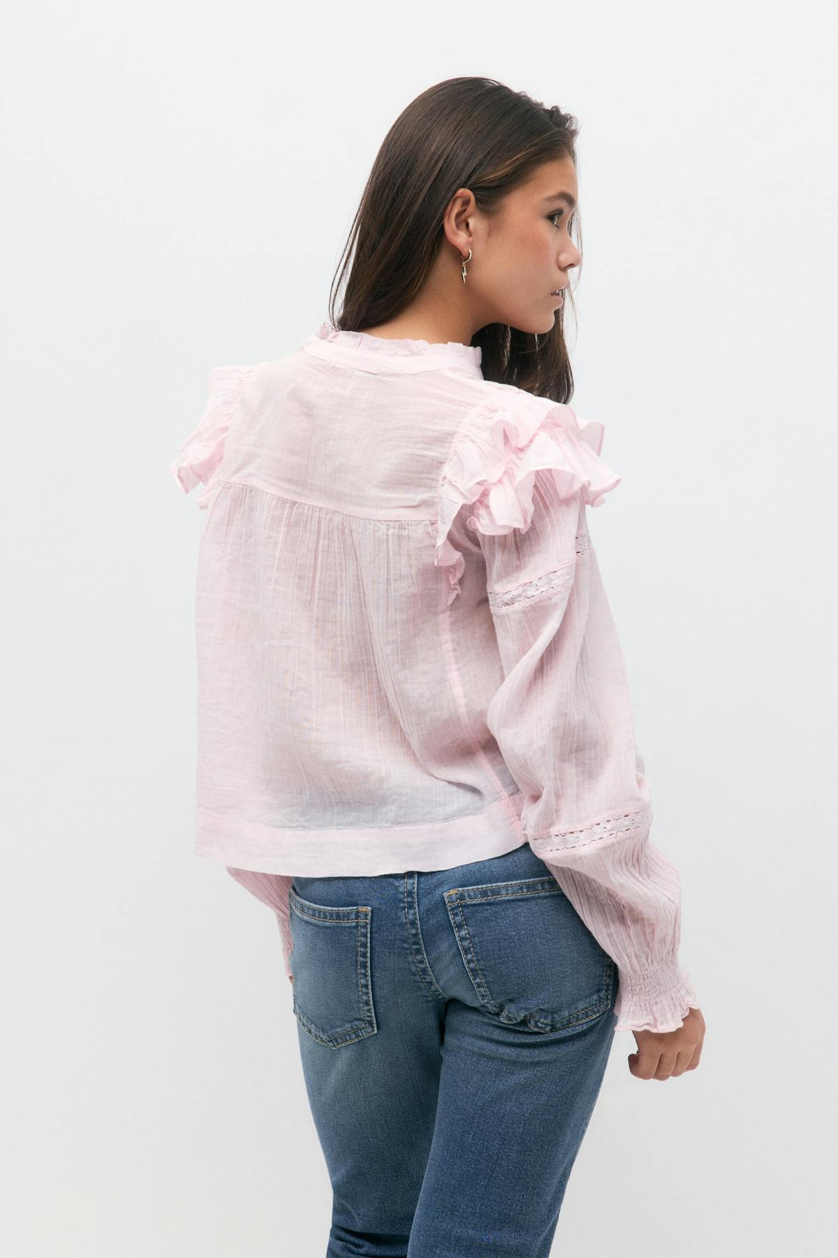 Y boho lace blouse - Blanc