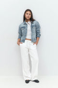 Y low linen blend trousers - Blanc