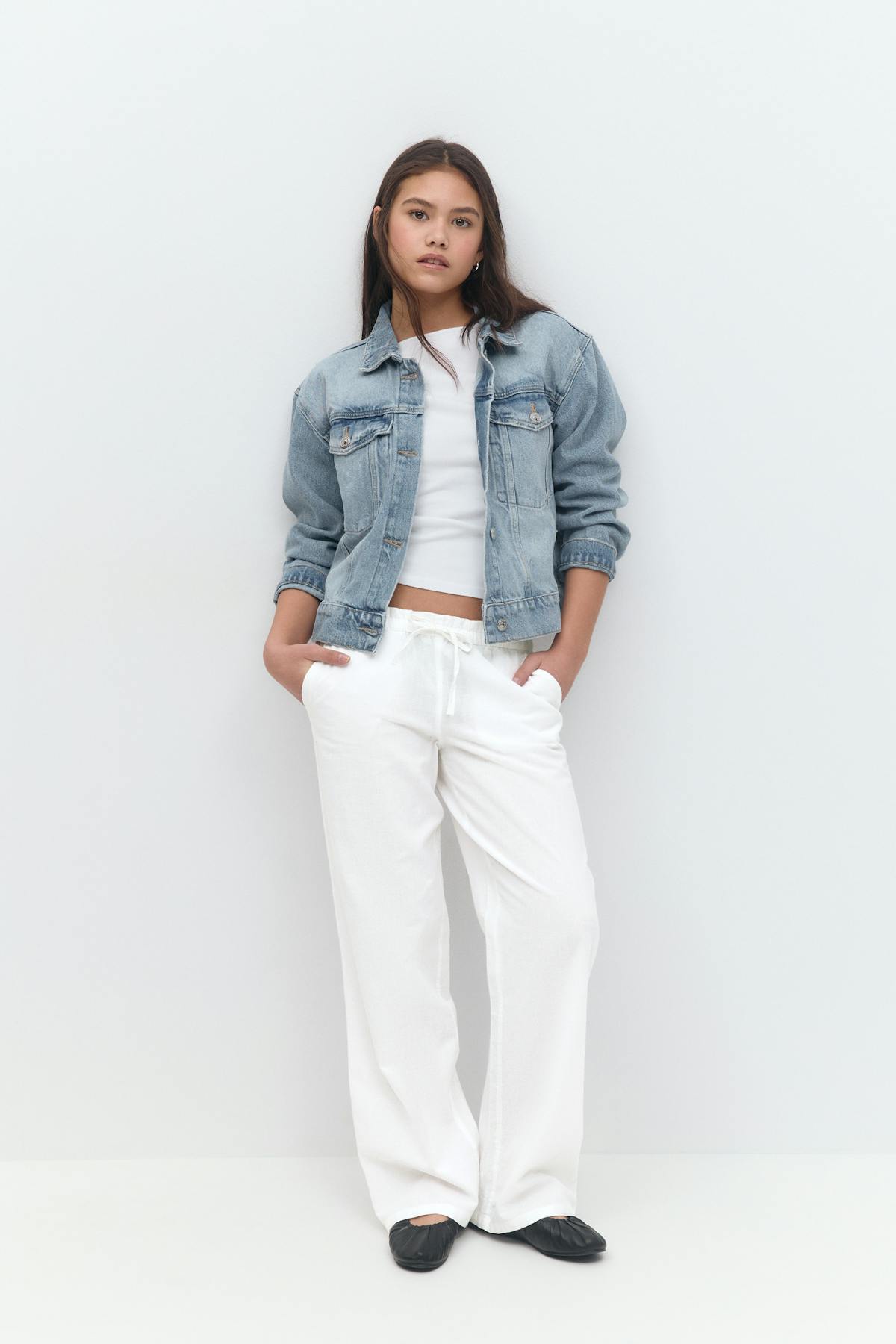 Y low linen blend trousers - Blanc