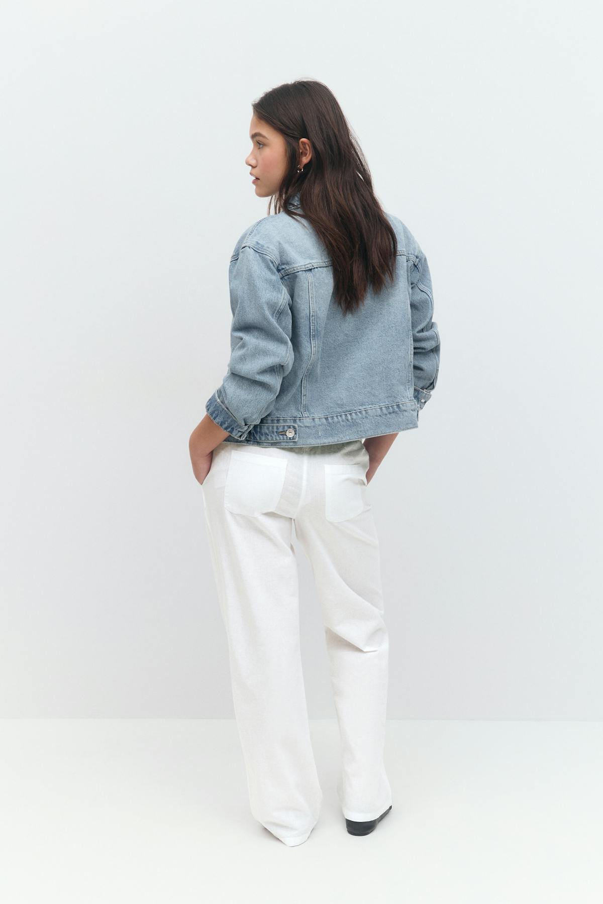 Y low linen blend trousers - Blanc