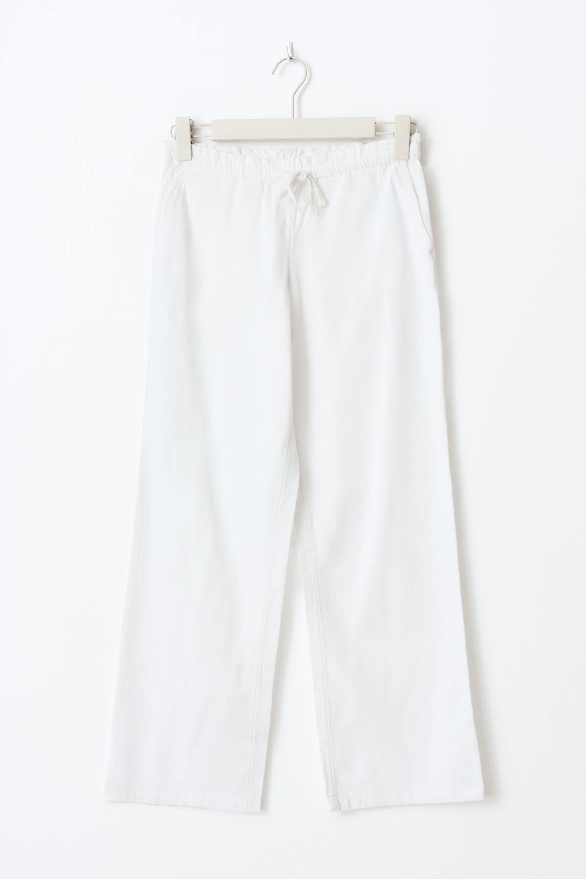 Y low linen blend trousers - Blanc