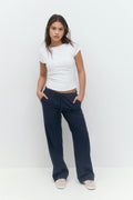 Y low linen blend trousers - Navy blazer