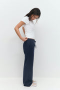 Y low linen blend trousers - Navy blazer