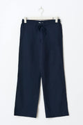 Y low linen blend trousers - Navy blazer