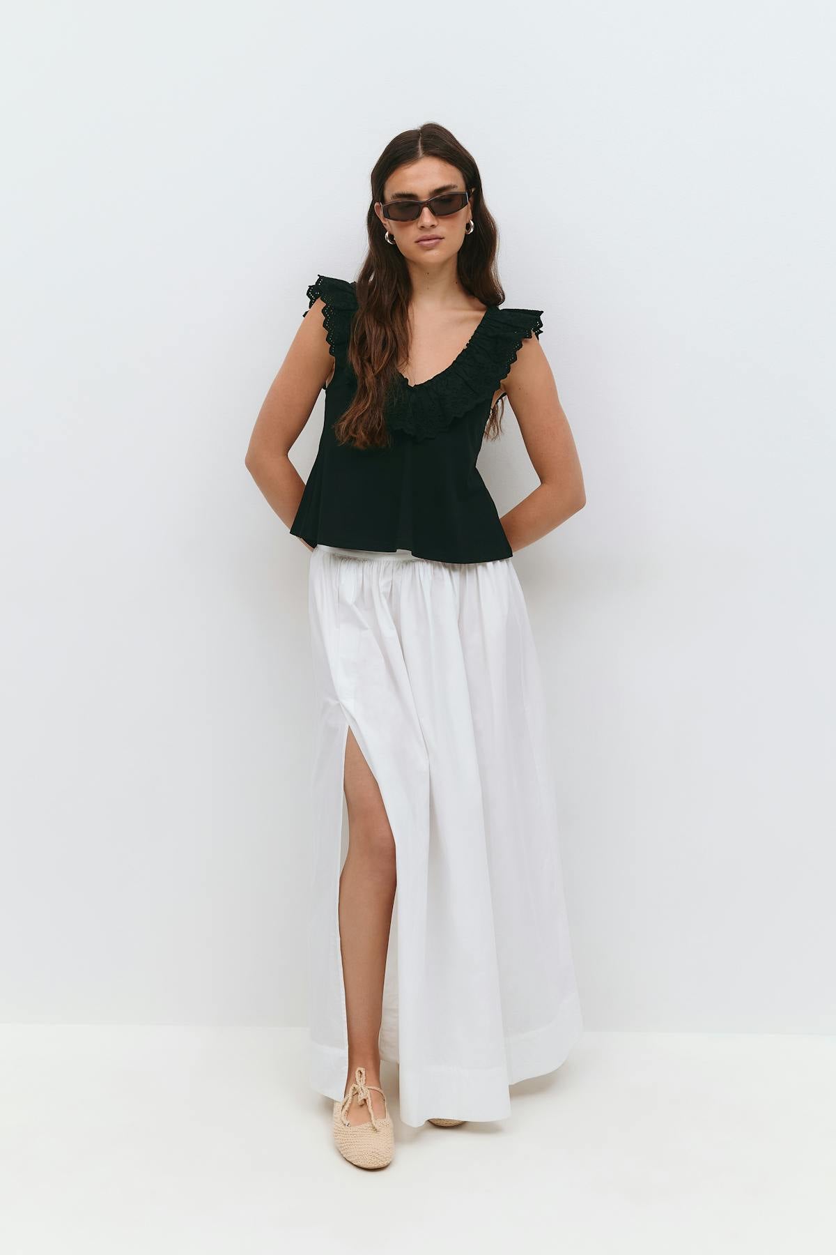 Broderie anglaise singlet - Anise flower