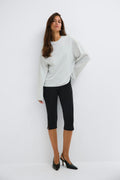Loose fit long sleeve tee - Lt grey melange