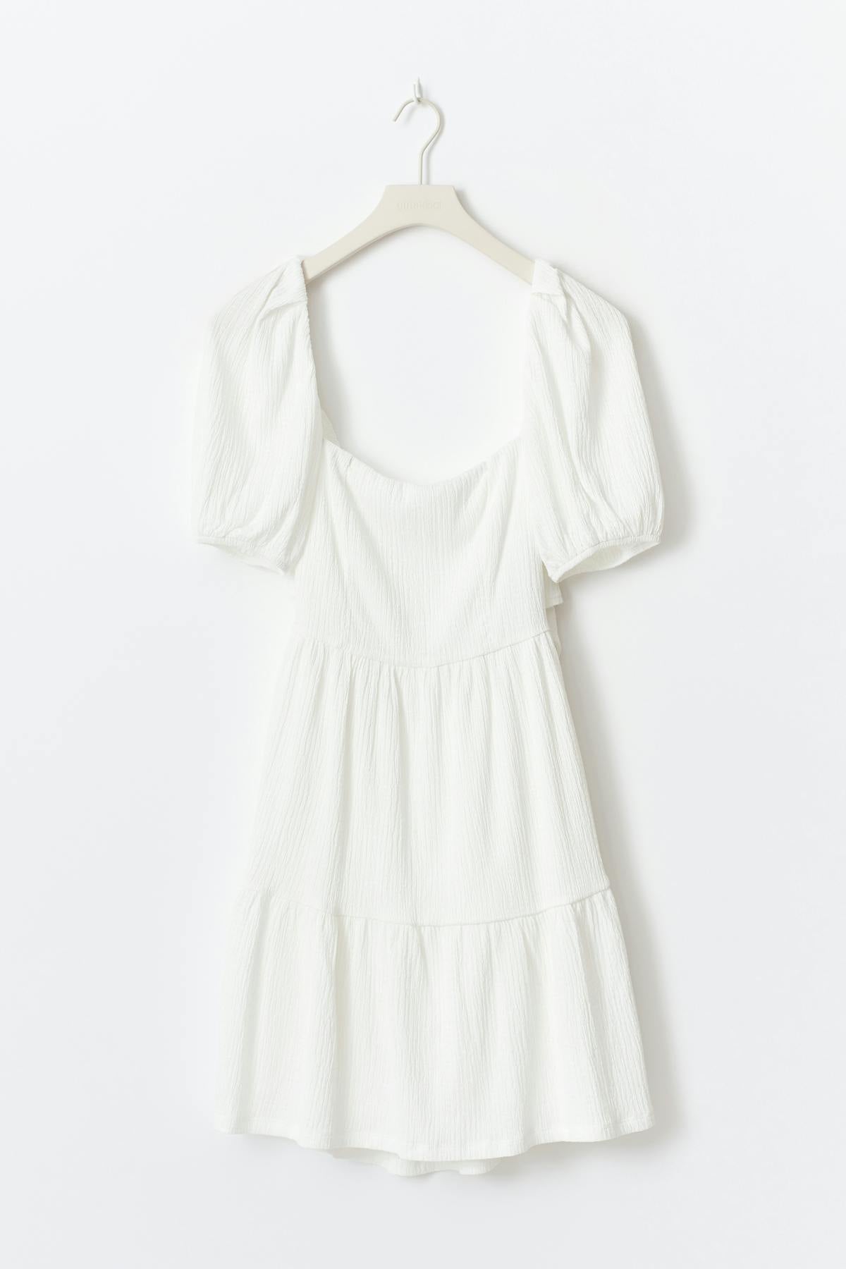 Tie back mini dress - Blanc cassé