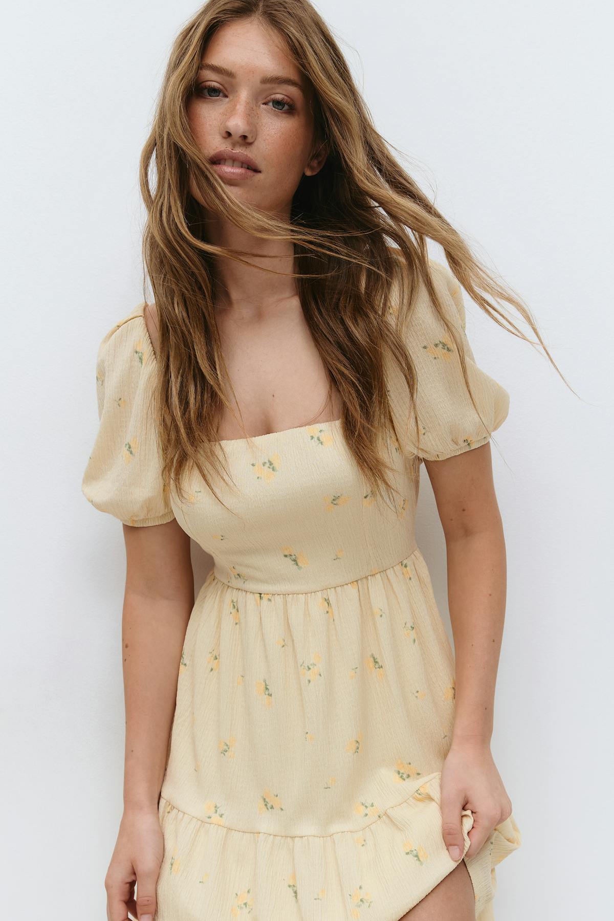Tie back mini dress - Blanc cassé