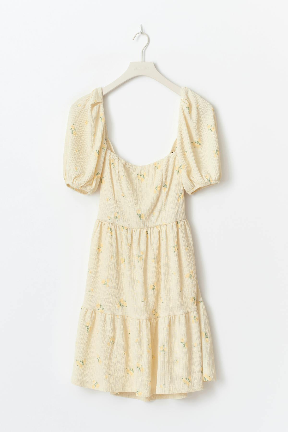 Tie back mini dress - Yellow ditsy