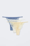 3-pack lace thong - Blue/banana