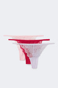 3-pack lace thong - Pink purple