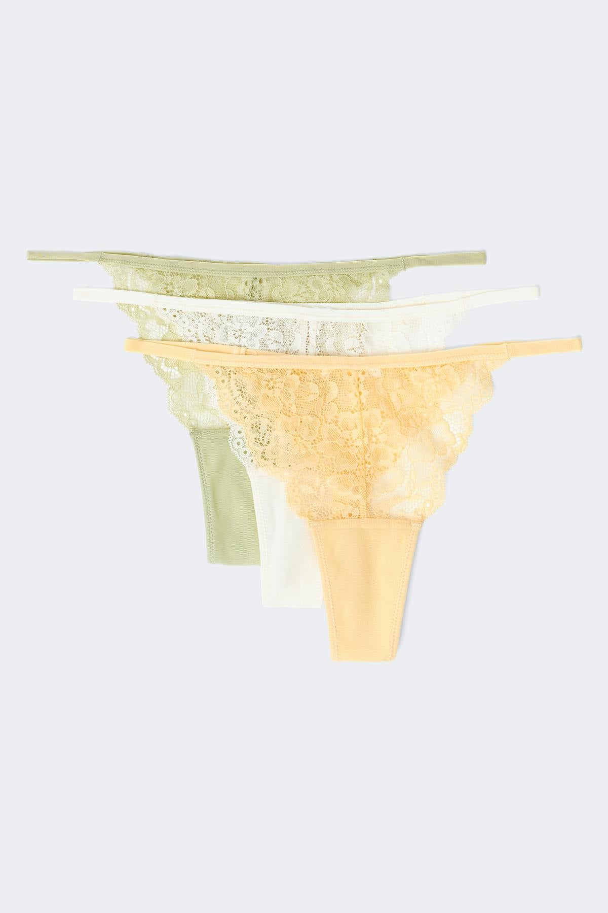 3-pack lace thong - Blanc