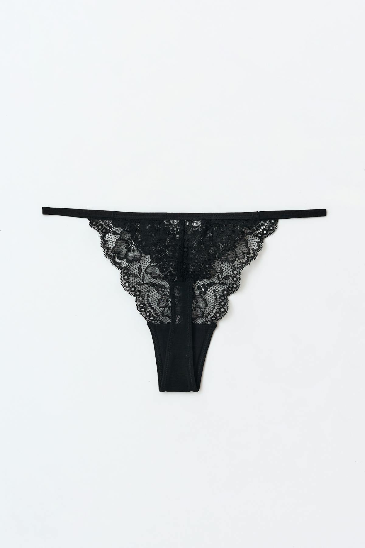 3-pack lace thong - Noir