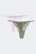 3-pack lace thong - Pink purple