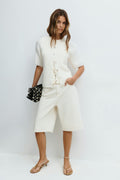 Short sleeve knitted cardigan - Primrose pink