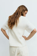 Short sleeve knitted cardigan - Primrose pink