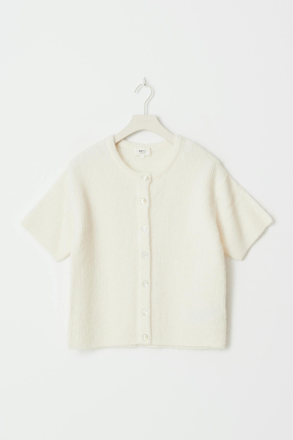 Short sleeve knitted cardigan - Primrose pink