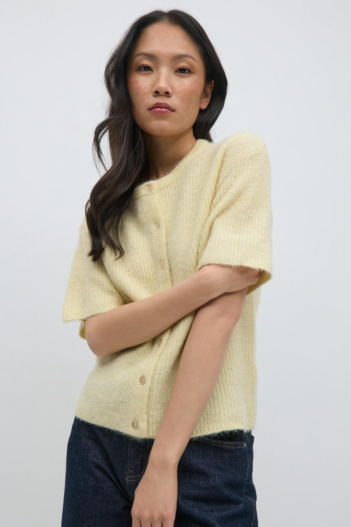 Short sleeve knitted cardigan - High risk red