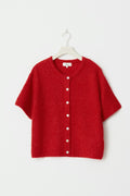 Short sleeve knitted cardigan - High risk red
