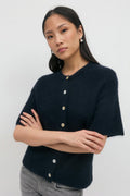 Short sleeve knitted cardigan - Blanc cassé