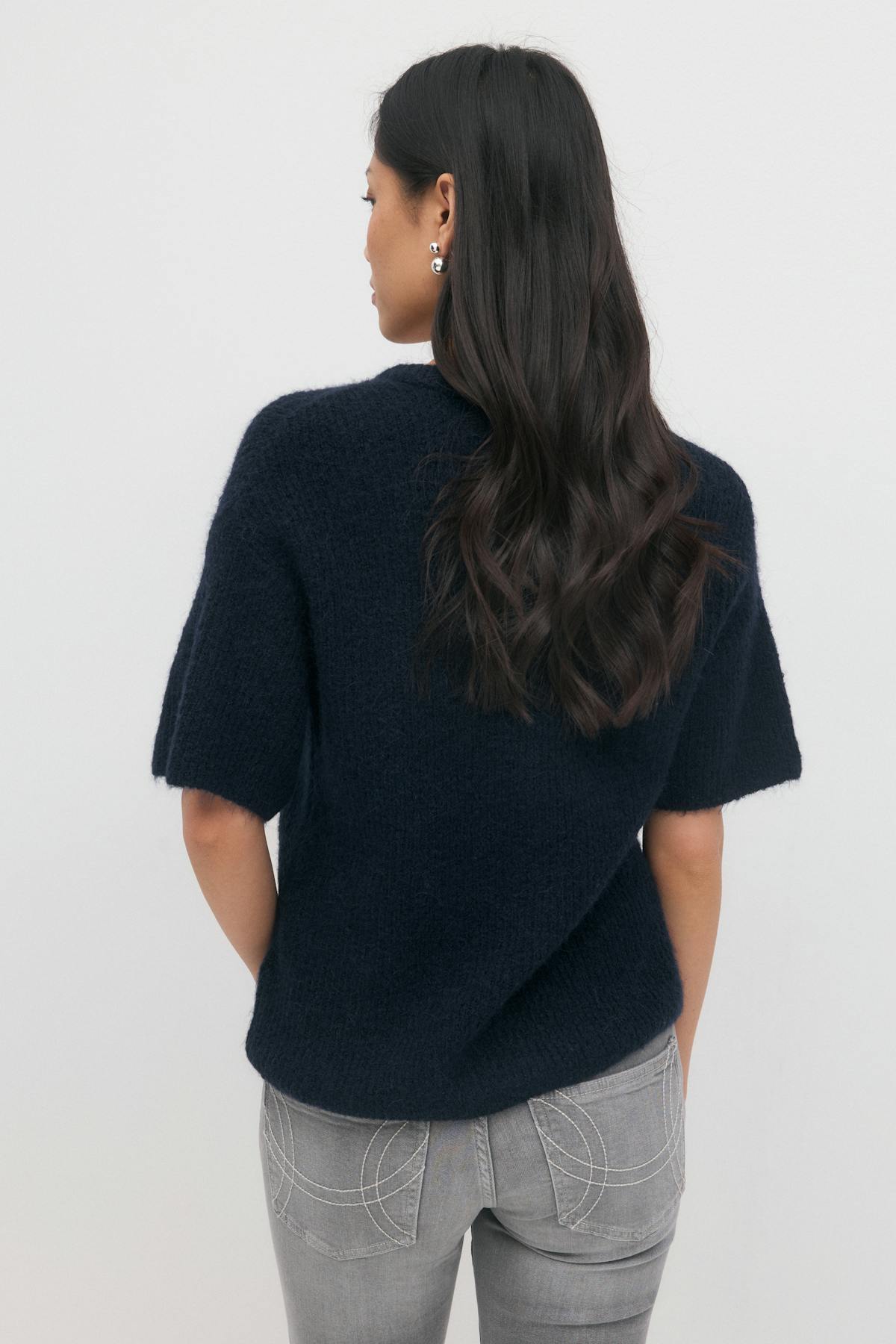 Short sleeve knitted cardigan - Blanc cassé