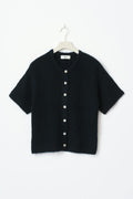 Short sleeve knitted cardigan - Blanc cassé