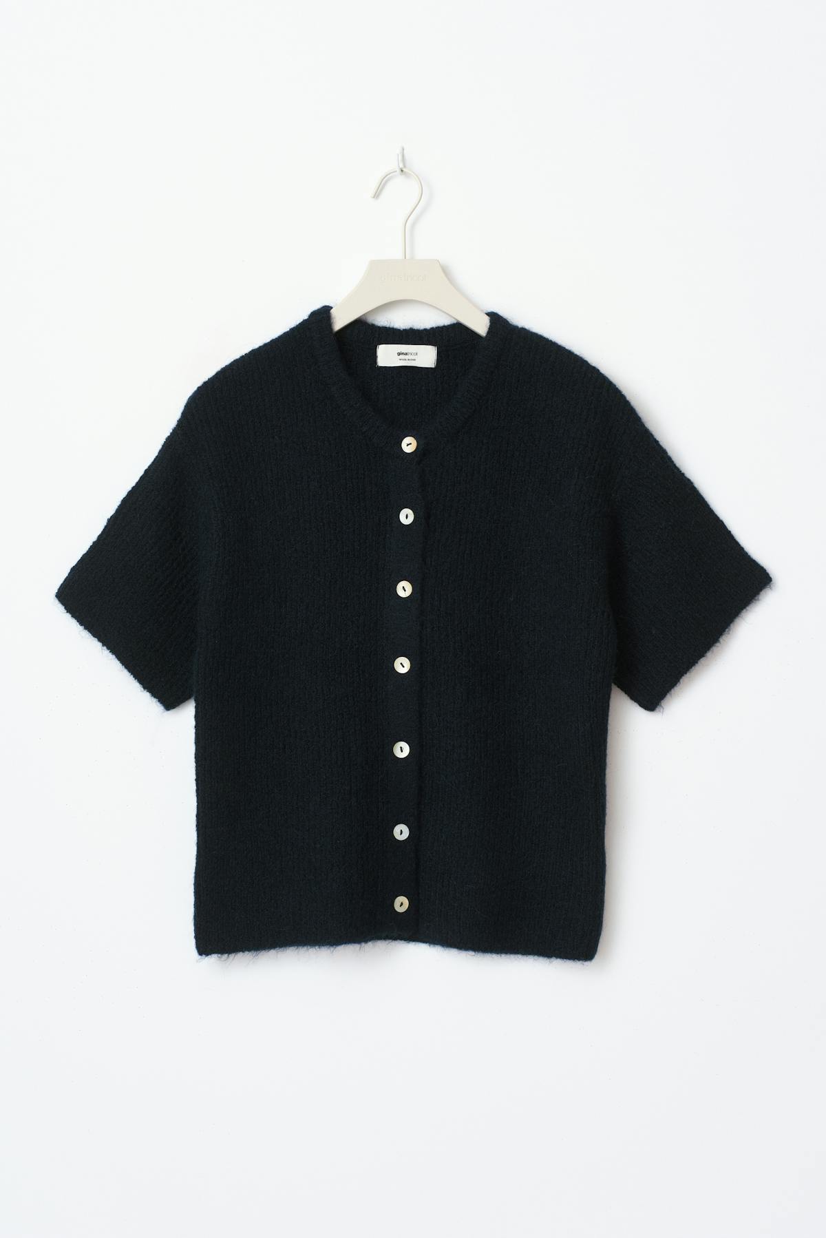 Short sleeve knitted cardigan - Blanc cassé