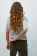Short sleeve knitted cardigan - Lt grey melange