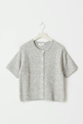 Short sleeve knitted cardigan - Lt grey melange