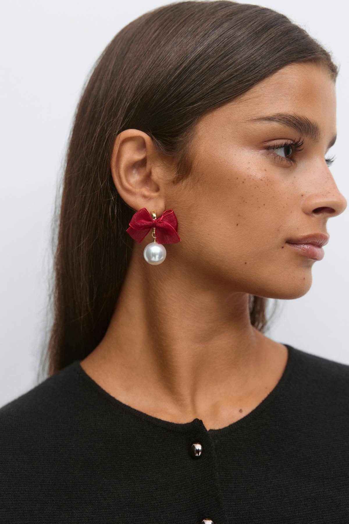 pearl bow earrings