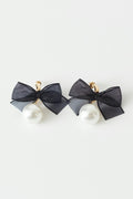 pearl bow earrings - Bordeaux