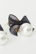 pearl bow earrings - Doré
