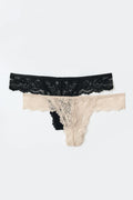 2-pack lace thong - Noir