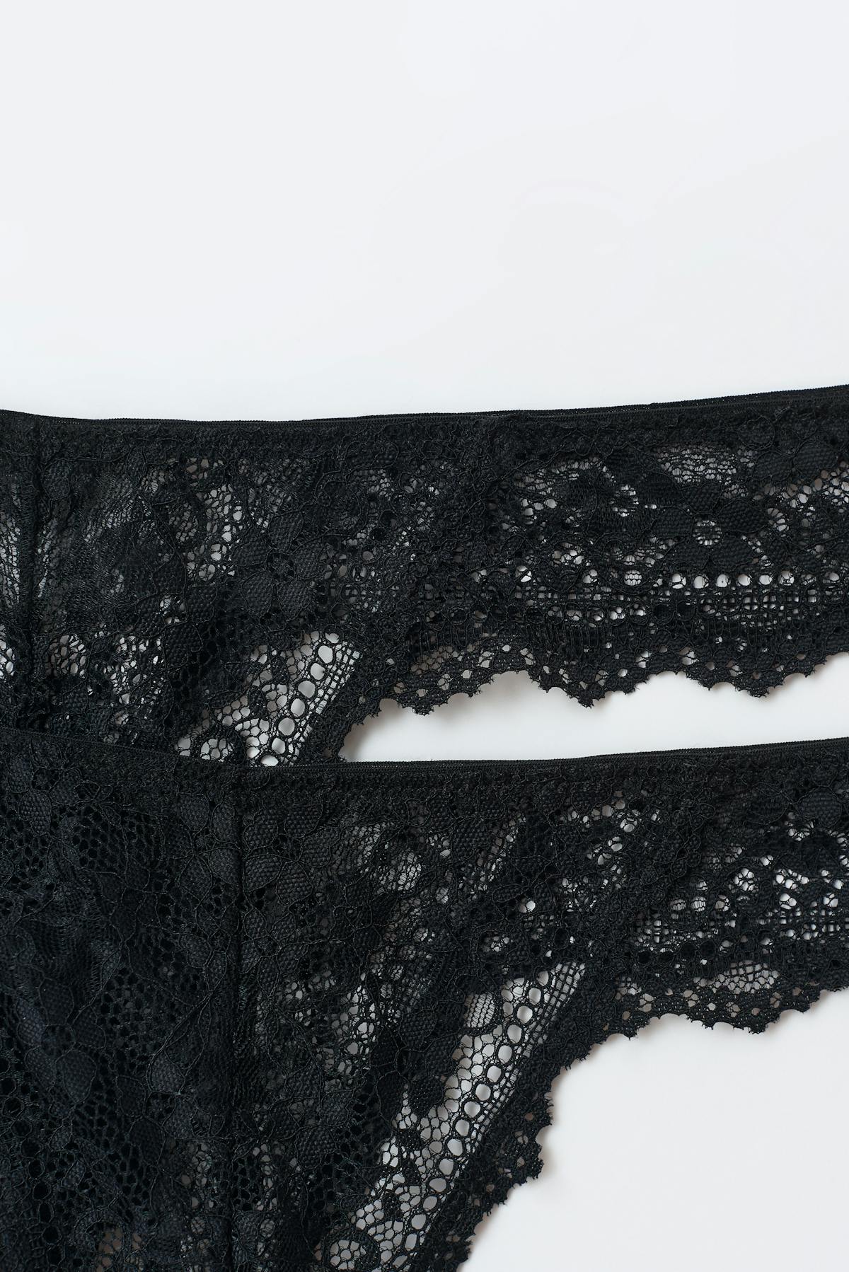 2-pack lace thong - Noir
