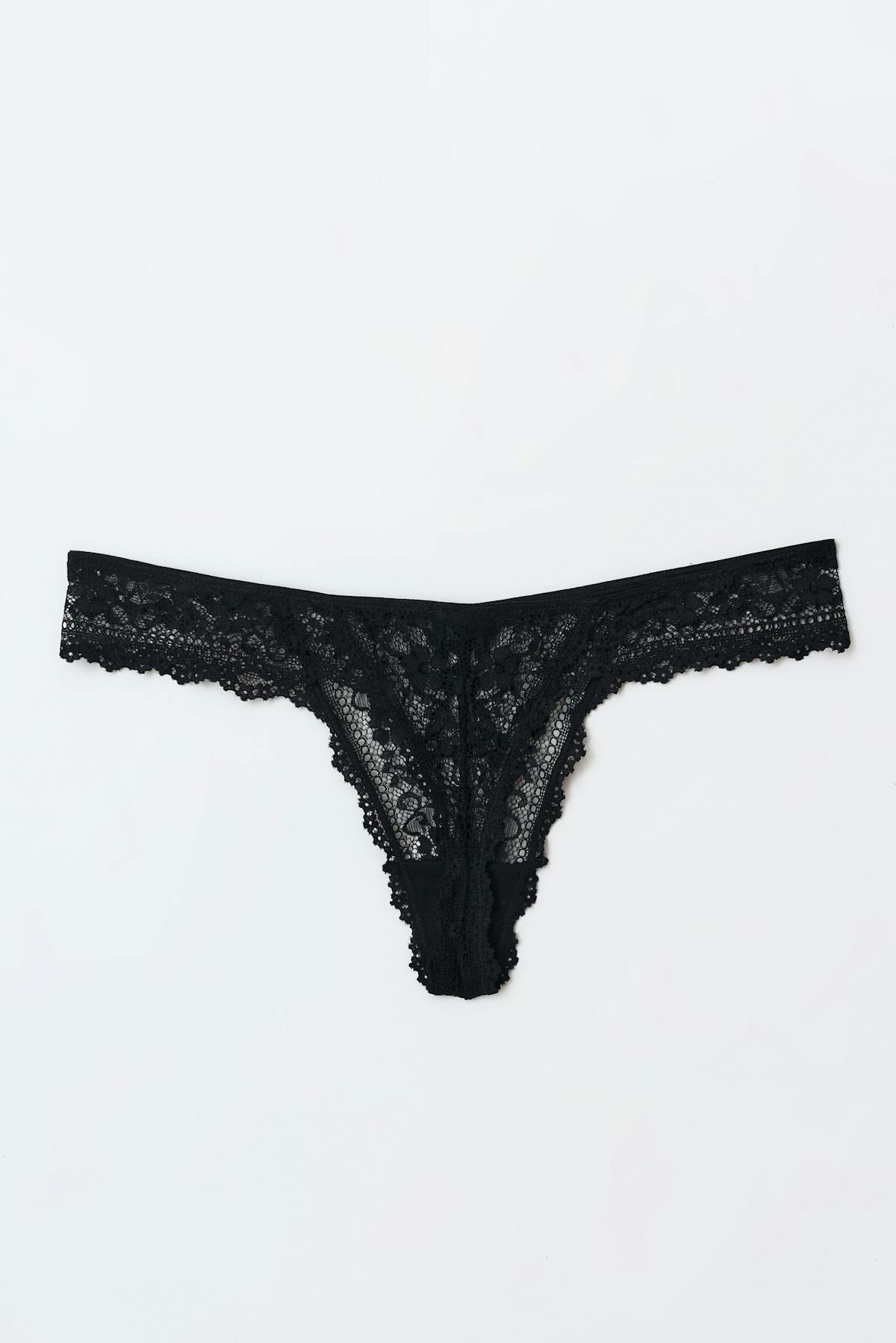 2-pack lace thong - Noir
