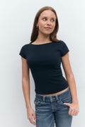 Y boatneck top - Navy blazer