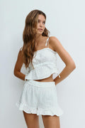Gauze homewear top - White/grey
