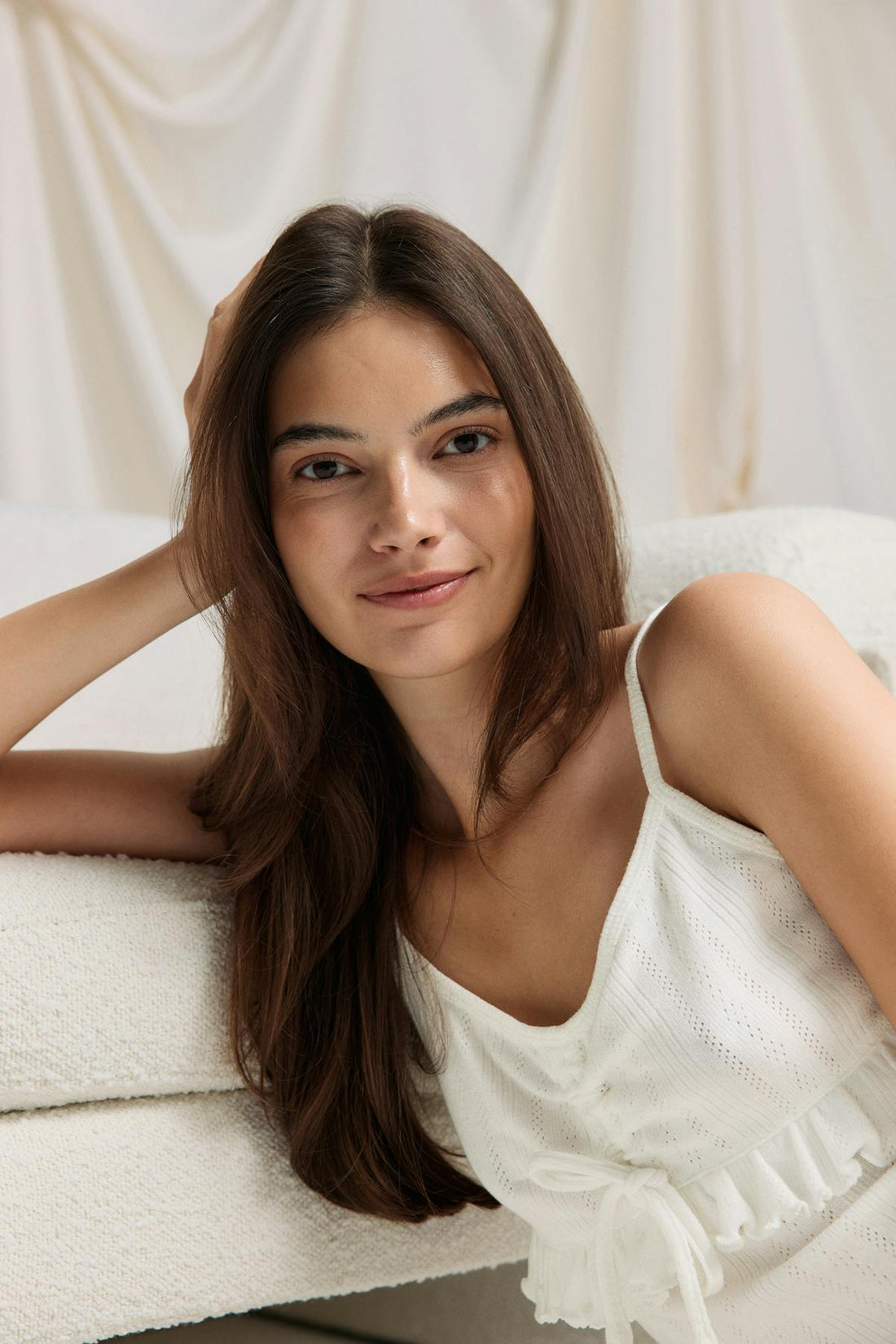 Pointelle loungwear singlet - Creme