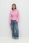 Shaped tie shirt - Pink stripe