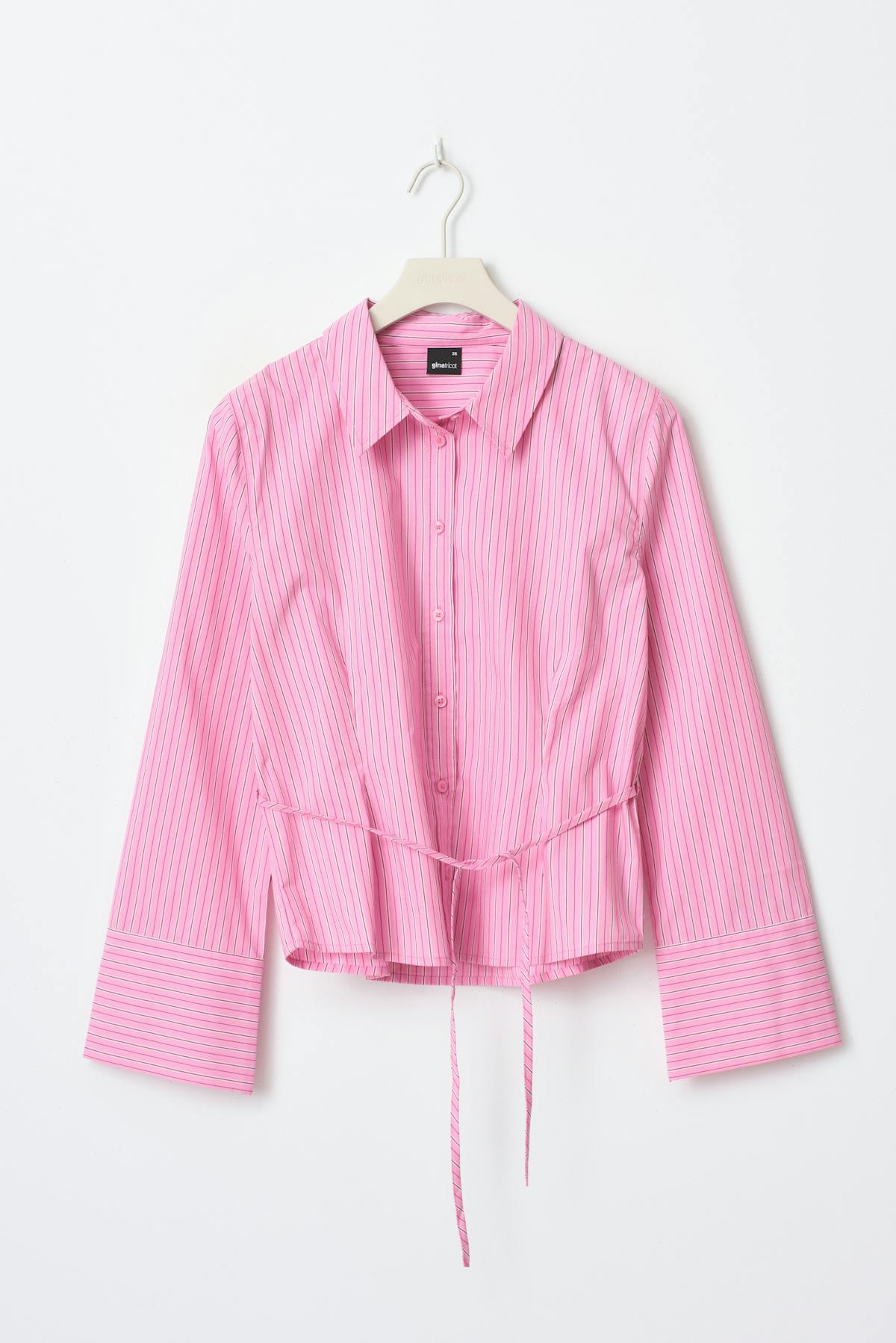 Shaped tie shirt - Pink stripe