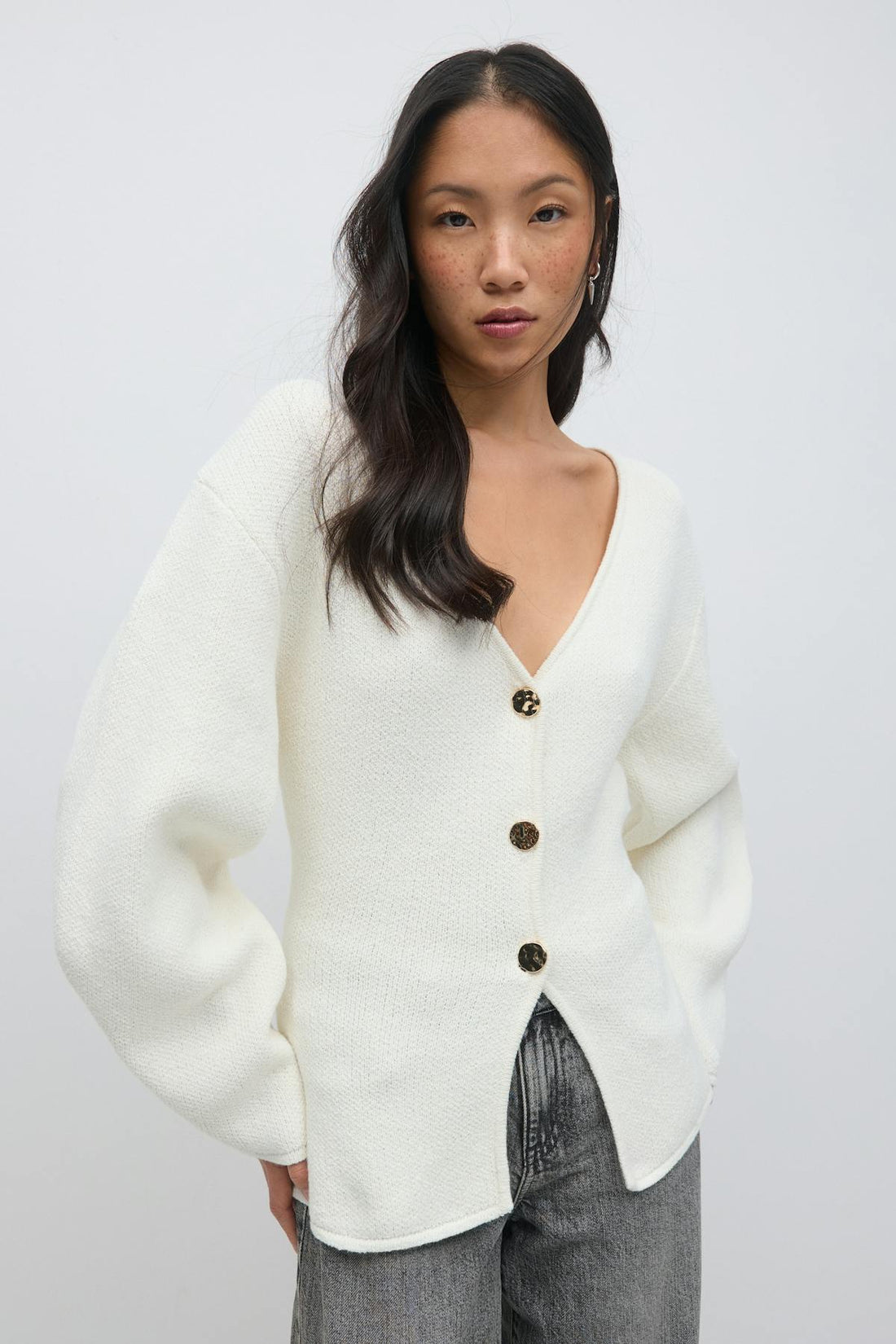 Knitted shaped blazer - Blanc cassé