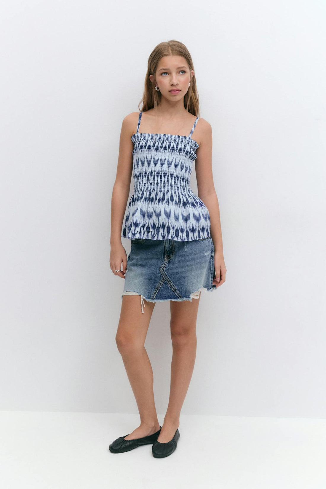 Y denim skirt - Mid blue